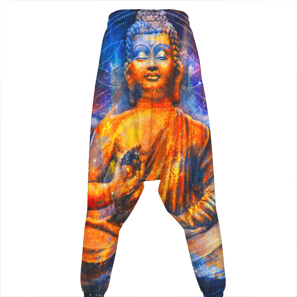 Buddha Statue Mandala Print Hammer Pants