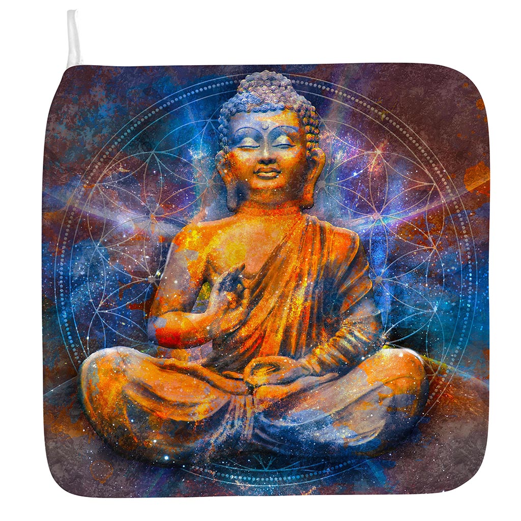 Buddha Statue Mandala Print Hand Towel