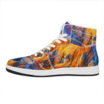 Buddha Statue Mandala Print High Top Leather Sneakers