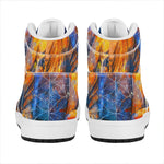 Buddha Statue Mandala Print High Top Leather Sneakers