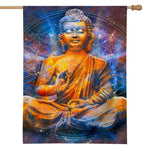 Buddha Statue Mandala Print House Flag