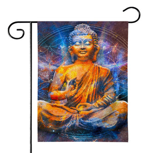 Buddha Statue Mandala Print House Flag