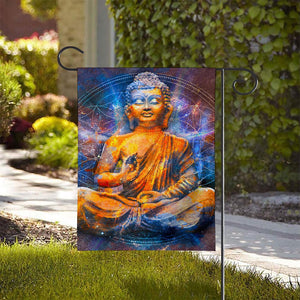 Buddha Statue Mandala Print House Flag