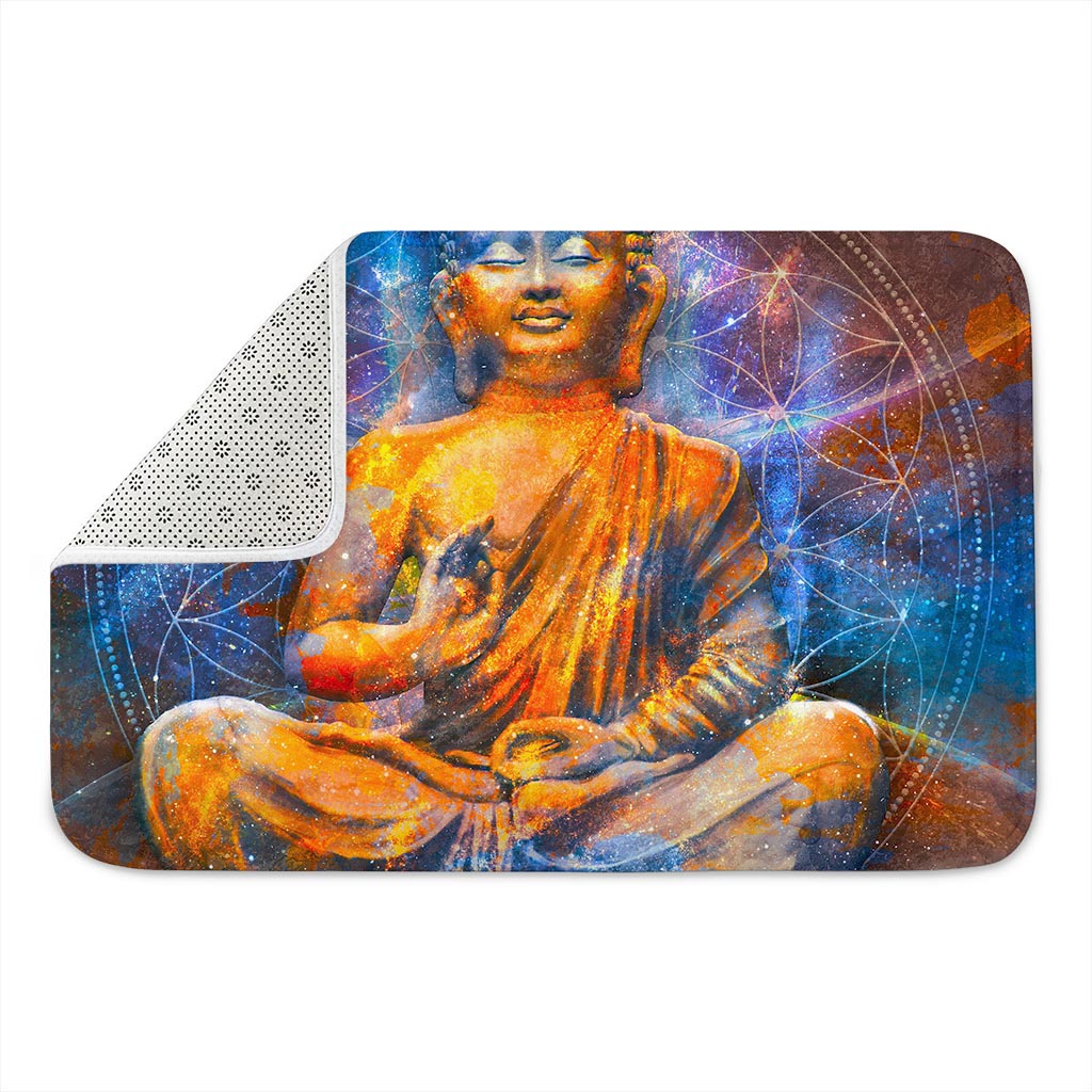 Buddha Statue Mandala Print Indoor Door Mat