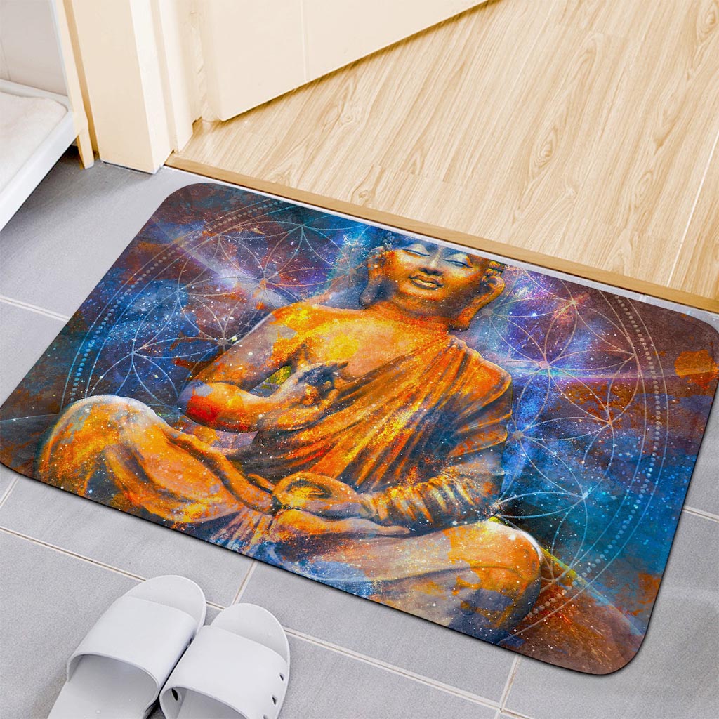 Buddha Statue Mandala Print Indoor Door Mat