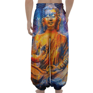 Buddha Statue Mandala Print Lantern Pants