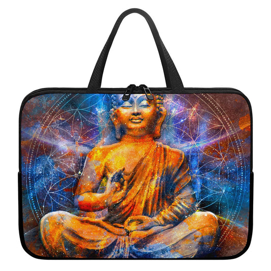 Buddha Statue Mandala Print Laptop Sleeve With Handle