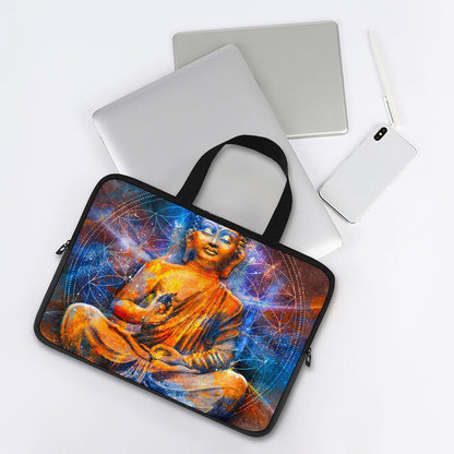 Buddha Statue Mandala Print Laptop Sleeve With Handle
