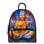 Buddha Statue Mandala Print Leather Backpack