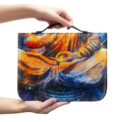 Buddha Statue Mandala Print Leather Bible Cover