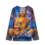 Buddha Statue Mandala Print Long Sleeve Short Coat