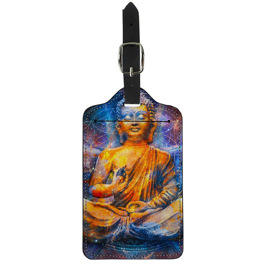 Buddha Statue Mandala Print Luggage Tag
