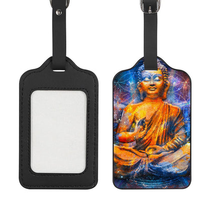 Buddha Statue Mandala Print Luggage Tag