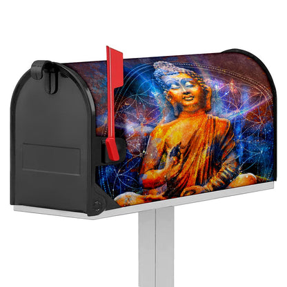 Buddha Statue Mandala Print Mailbox Cover