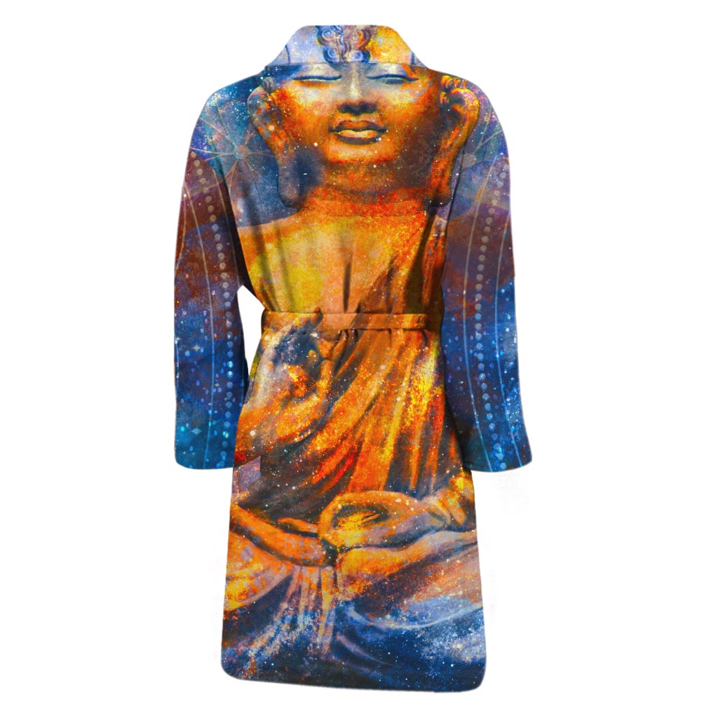 Buddha Statue Mandala Print Men's Bathrobe