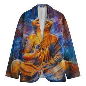 Buddha Statue Mandala Print Men's Blazer