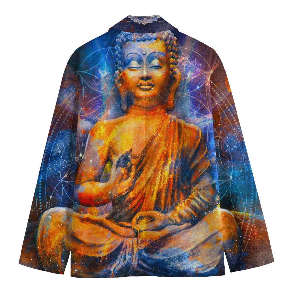 Buddha Statue Mandala Print Men's Blazer