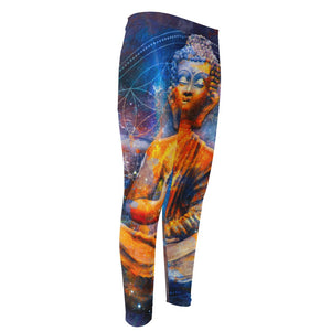 Buddha Statue Mandala Print Men's Compression Pants