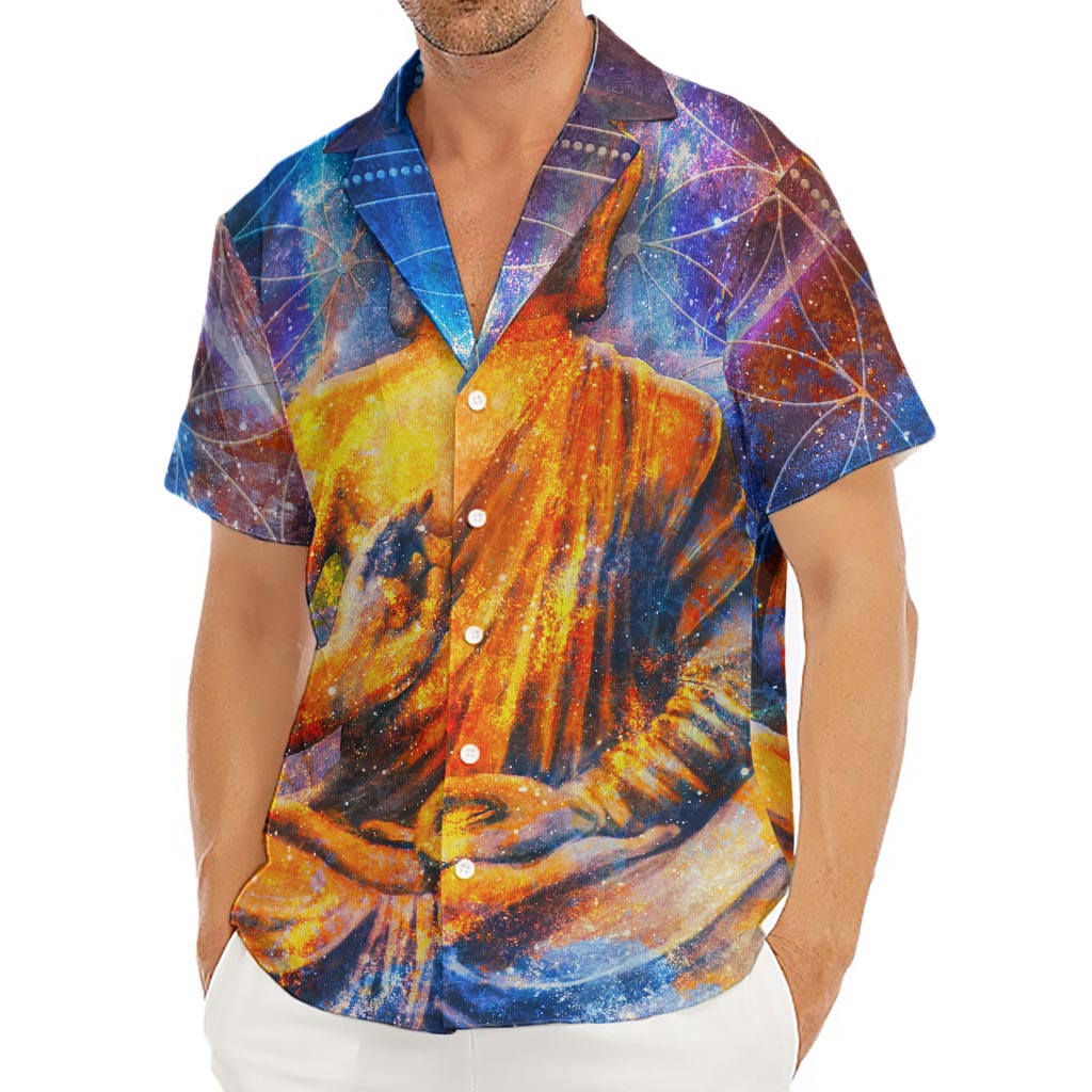 Buddha Statue Mandala Print Men's Deep V-Neck Shirt