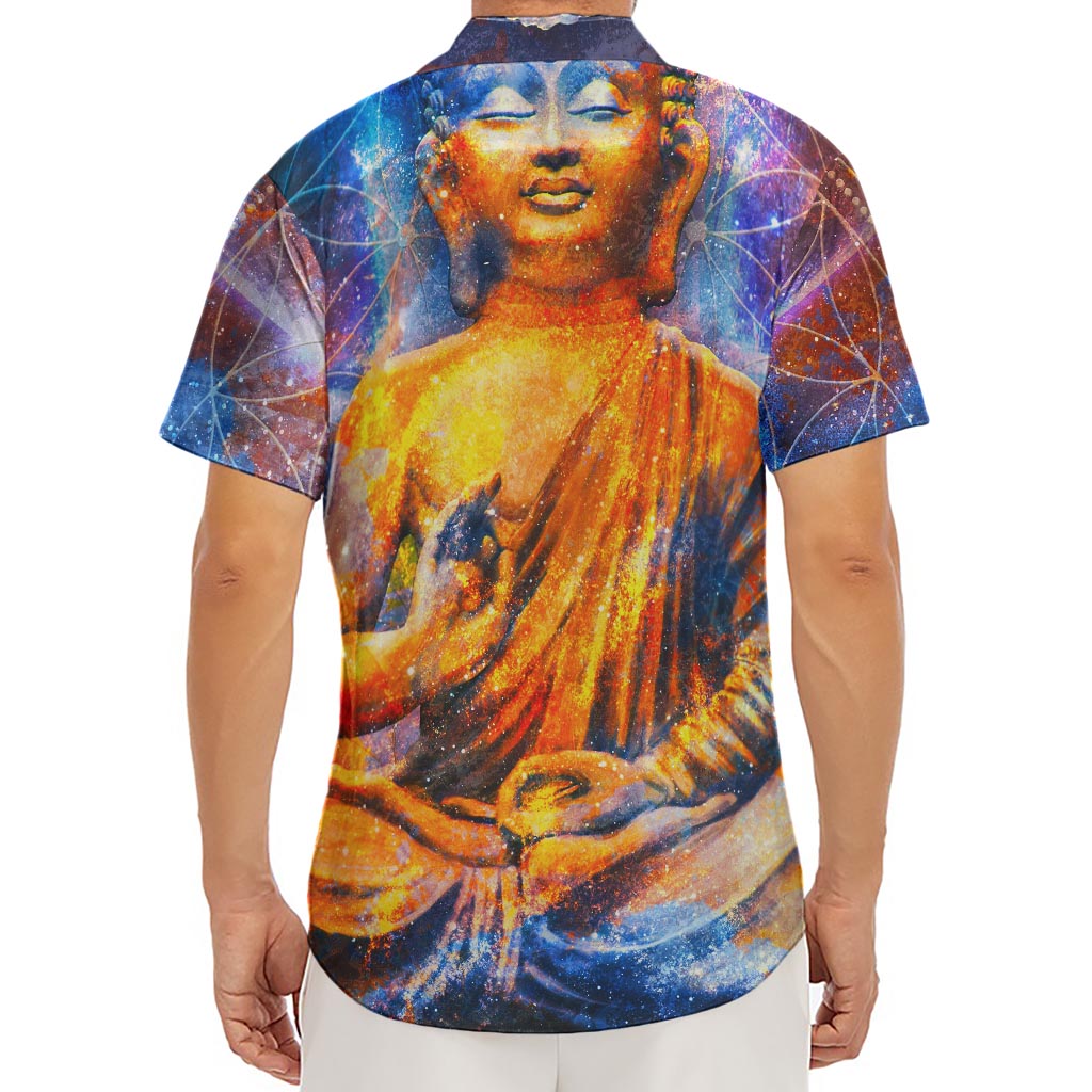 Buddha Statue Mandala Print Men's Deep V-Neck Shirt