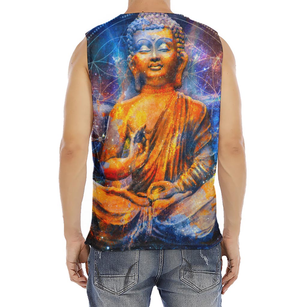 Buddha Statue Mandala Print Men's Fitness Tank Top