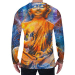 Buddha Statue Mandala Print Men's Long Sleeve T-Shirt