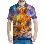 Buddha Statue Mandala Print Men's Polo Shirt