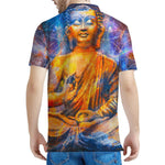 Buddha Statue Mandala Print Men's Polo Shirt