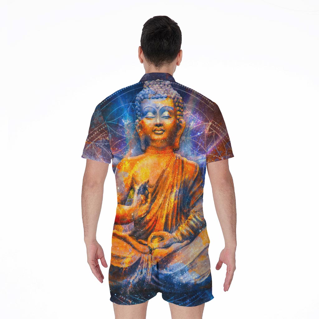 Buddha Statue Mandala Print Men's Rompers