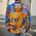 Buddha Statue Mandala Print Men's Shirt Jacket