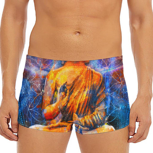Buddha Statue Mandala Print Men's Short Boxer Briefs