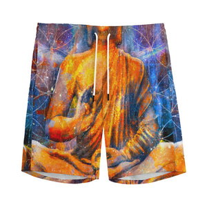 Buddha Statue Mandala Print Men's Sports Shorts