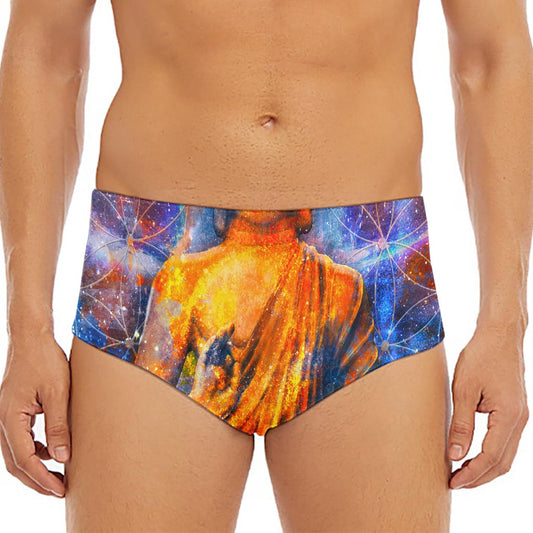 Buddha Statue Mandala Print Men's Triangle Swim Briefs