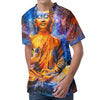 Buddha Statue Mandala Print Men's Velvet T-Shirt