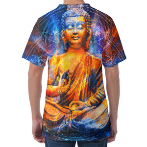 Buddha Statue Mandala Print Men's Velvet T-Shirt