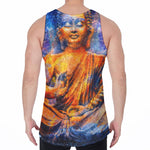 Buddha Statue Mandala Print Men's Velvet Tank Top