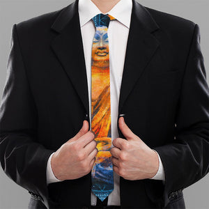 Buddha Statue Mandala Print Necktie