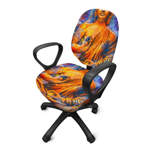 Buddha Statue Mandala Print Office Chair Cover