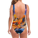 Buddha Statue Mandala Print One Piece Swimsuit