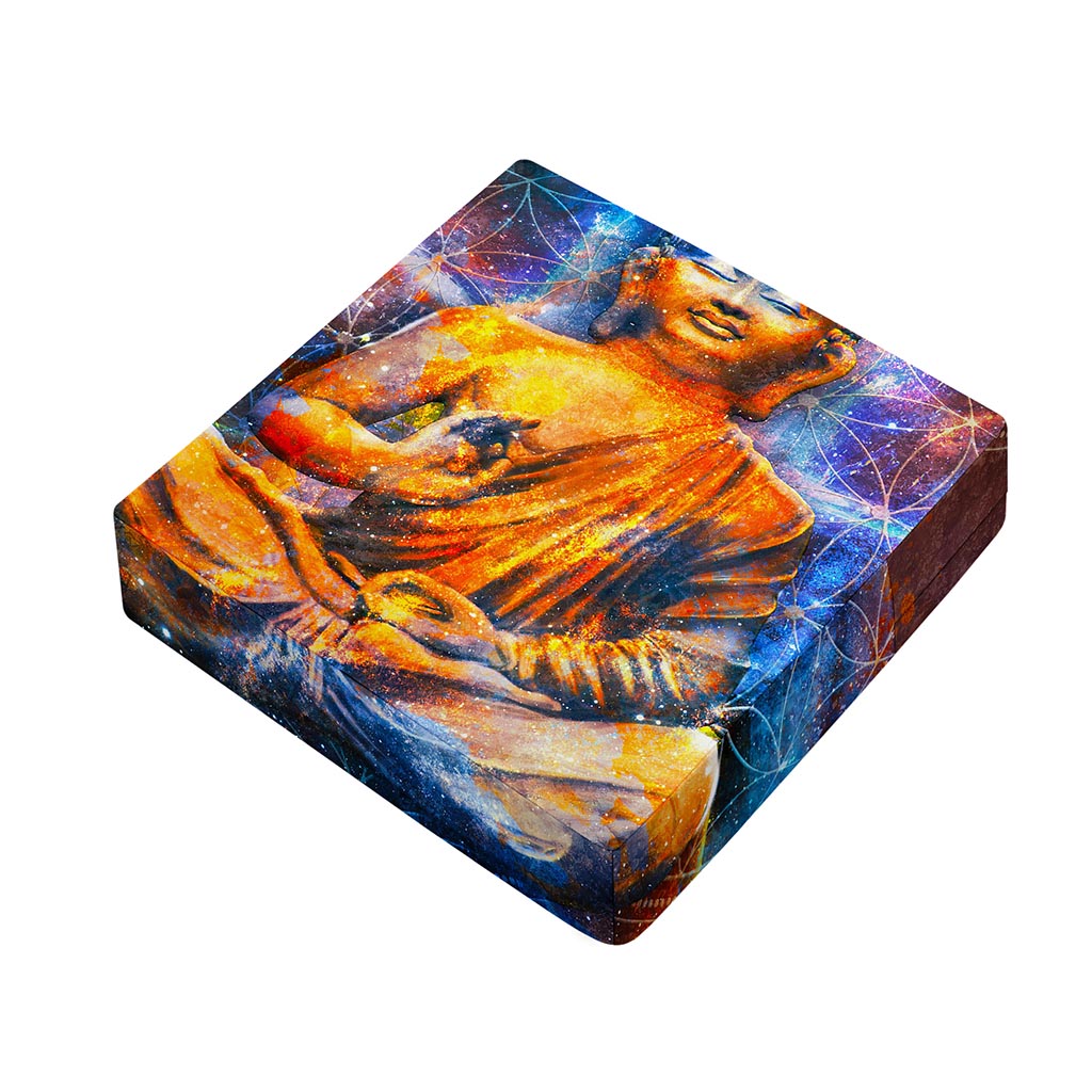 Buddha Statue Mandala Print Outdoor Seat Cushion Cover