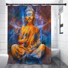 Buddha Statue Mandala Print Premium Shower Curtain