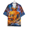 Buddha Statue Mandala Print Rayon Hawaiian Shirt