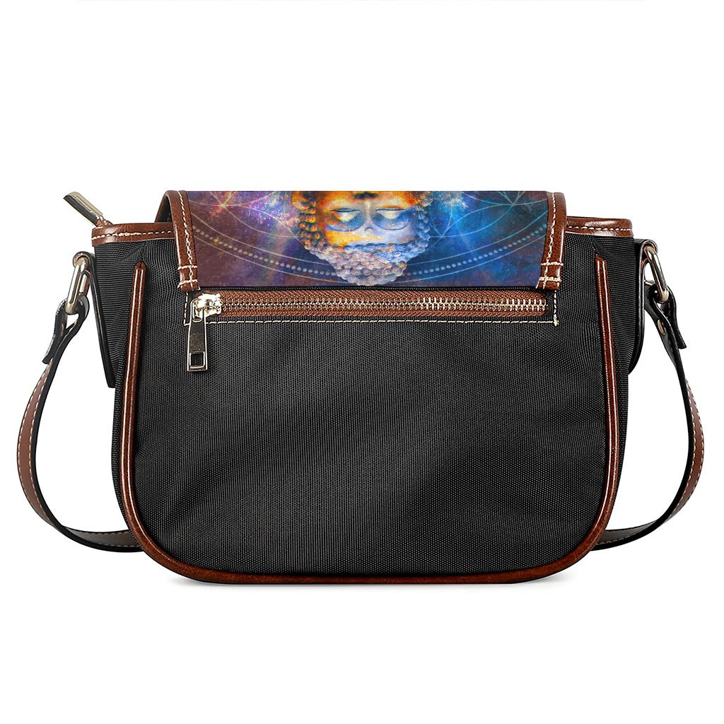 Buddha Statue Mandala Print Saddle Bag