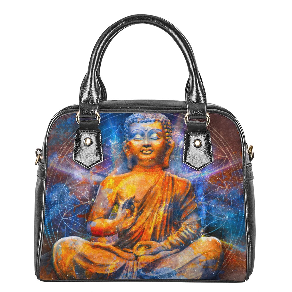 Buddha Statue Mandala Print Shoulder Handbag