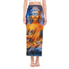 Buddha Statue Mandala Print Side Slit Maxi Skirt