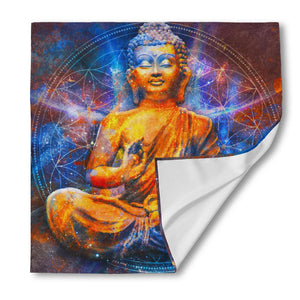 Buddha Statue Mandala Print Silk Bandana