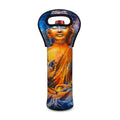 Buddha Statue Mandala Print Single Neoprene Wine Tote