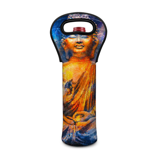 Buddha Statue Mandala Print Single Neoprene Wine Tote