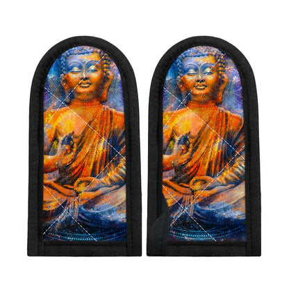Buddha Statue Mandala Print Skillet Handle Cover