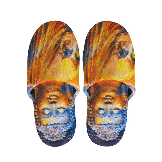 Buddha Statue Mandala Print Slippers